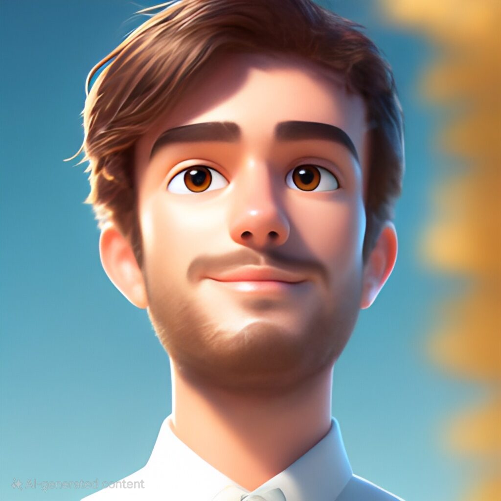 A cartoon version of the founder and elad developer, Austin.